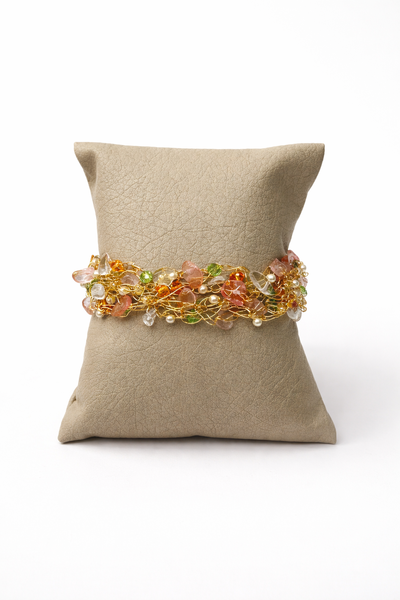 Foto Pulseira Crochê Dourada Color