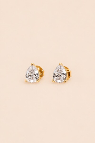 Foto Brinco Gota Zircônia Banho Ouro 18k
