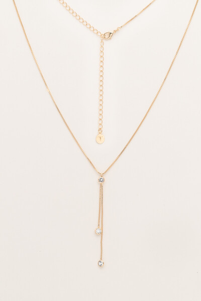 Foto Colar Gravata Zircônias Banho Ouro 18K