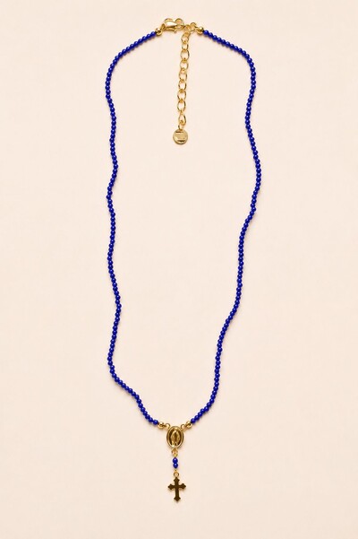 Foto Colar Tercinho Mini Zircônia Azul Banho Ouro 18K