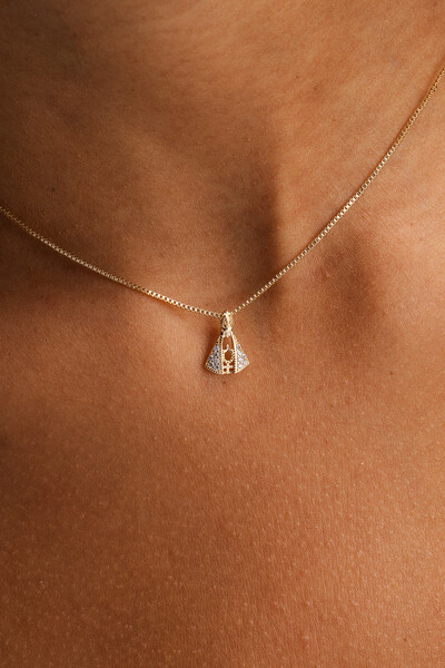 Foto Colar Nossa Senhora PP Manto Zircônia Banho Ouro 18K