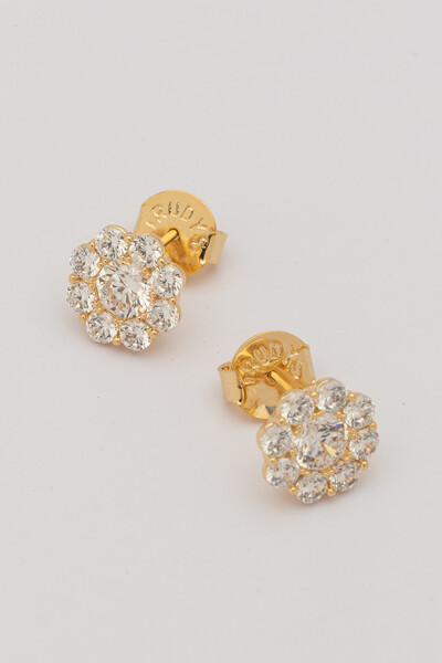 Foto Brinco Flor Zircônia Banho Ouro 18K