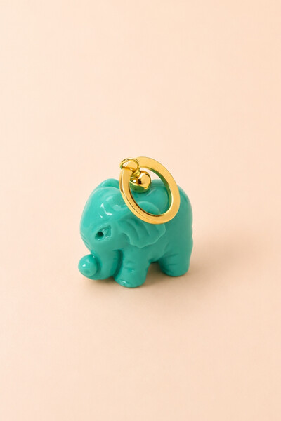 Foto Pingente Elefante da Sorte Turquesa Banho Ouro 18K