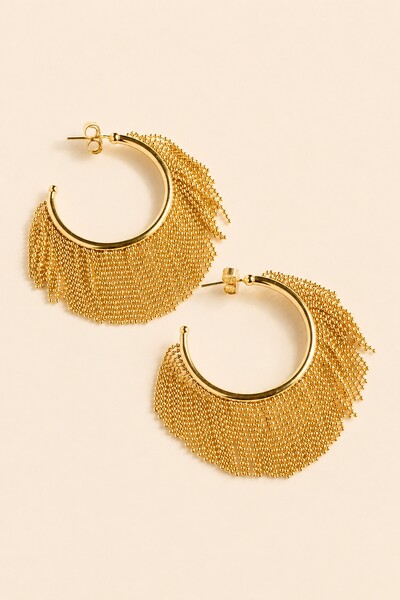 Foto Brinco Argola Franja Dourado