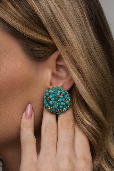 Foto Brinco Cacho Verde Banho Ouro 18K
