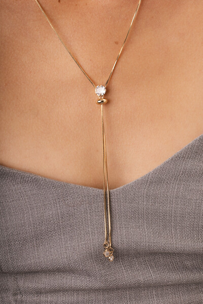 Foto Colar Gravata Dourado Ponto de Luz