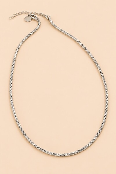 Foto Colar Prateada Choker Pipoca