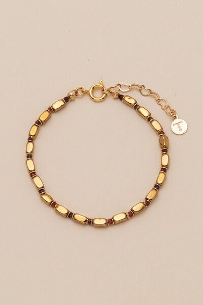 Foto Pulseira Gaia Hematita Mini Zircônia Banho Ouro 18K