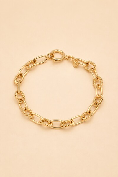 Foto Pulseira Dourada Mix de Elos