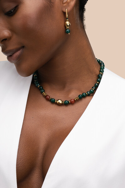 Foto Colar Gaia Jade Verde Banho Ouro 18K