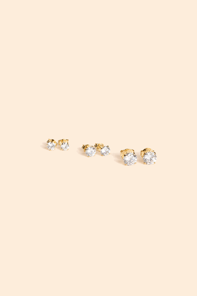 Foto Brinco Trio Ponto De Luz Zircônia Banho Ouro 18k