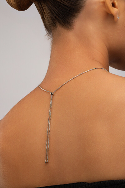 FotoColar Gravata Prateado Zircônia Cristal