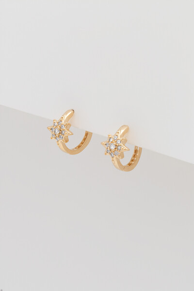 FotoBrinco Argola Sol Zircônia Banho Ouro 18K