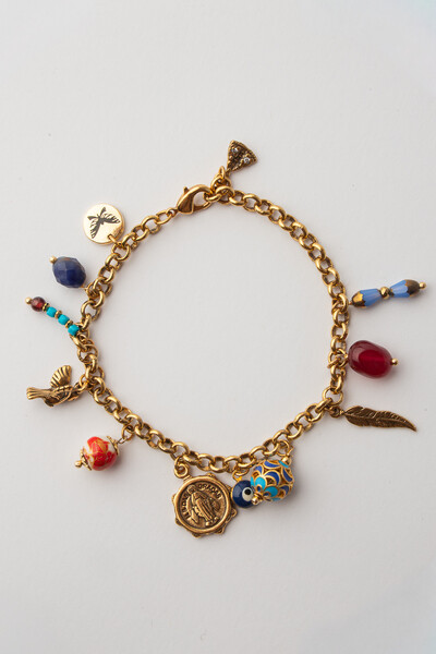 FotoPulseira Boho Pingentes Ouro Vintage
