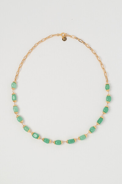 Foto Colar Jardins Jade Verde Banho Ouro 18K