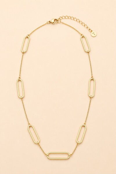 Foto Colar Dourado Longo Elos Slim