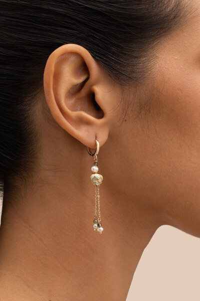 Foto Brinco Siena Flower Pérola Natural Banho Ouro 18K