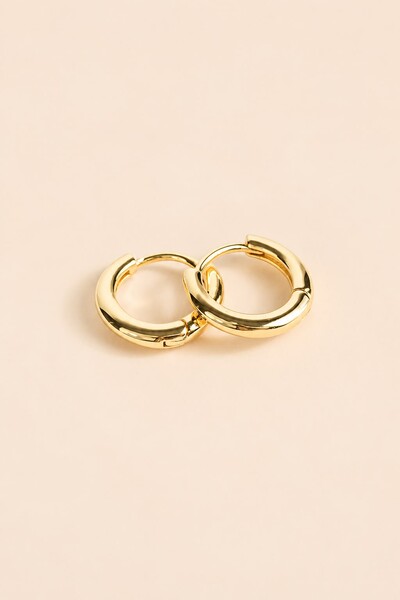 Foto Brinco Mini Argola Lisa Banho Ouro 18k