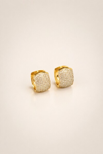 Foto Brinco Argola Zircônia Banho Ouro 18K