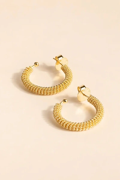 Foto Brinco De Argola Aberta Grande Detalhe Mola Banho Ouro 18k
