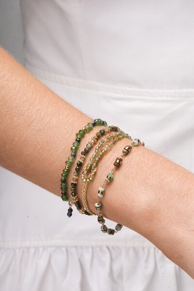 FotoPulseira Entrelaçada Zircônia Verde Banho Ouro 18K