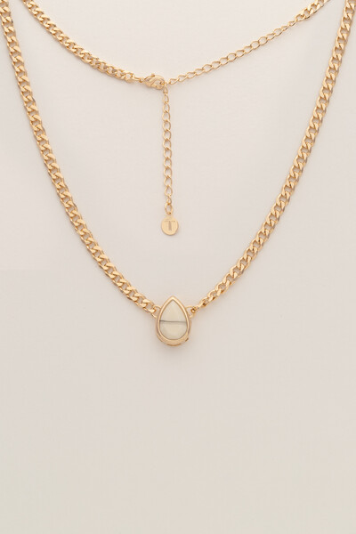 FotoColar Choker Dourado Gota Resina Off White