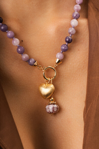 Foto Colar Lanterna Marroquina Lepidolita Lavanda