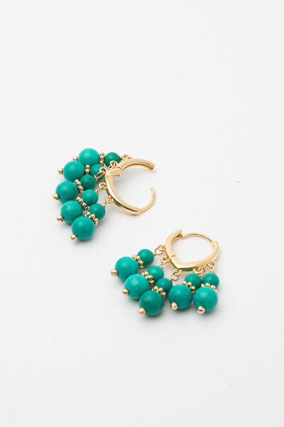 FotoBrinco Argola Capri Turquesa Banho Ouro 18K
