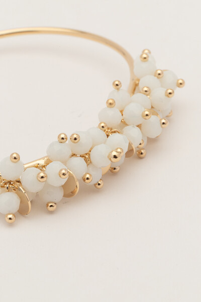 Foto Pulseira Plaquinhas Dourada Cristais Off White