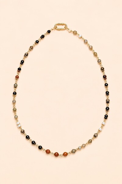 Foto Colar Pedras Mix Jasper Banho Ouro 18K