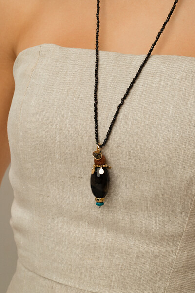 Foto Colar Longo Verano Cristais Jade Banho Ouro 18K