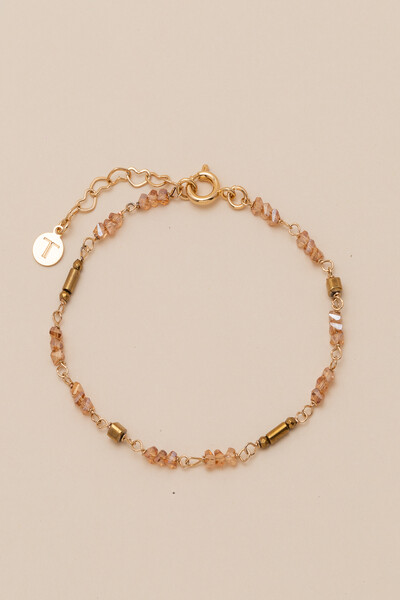 Foto Pulseira Olbia Cristal Golden Hematita Banho Ouro 18K