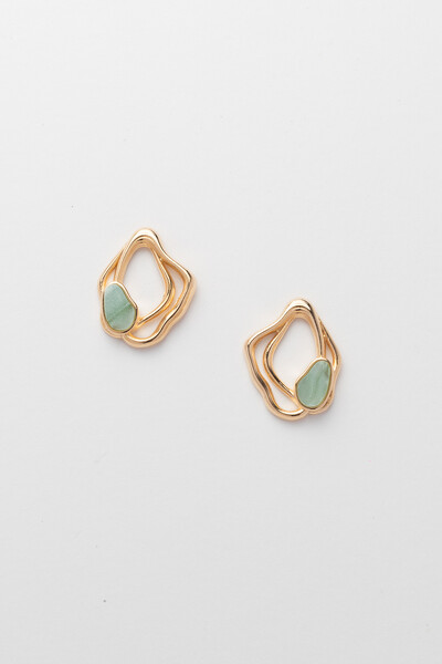 Foto Brinco Dourado Orgânico Resina Verde