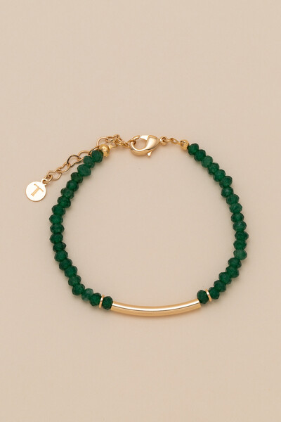 Foto Pulseira Dourada Gaia Jade Verde