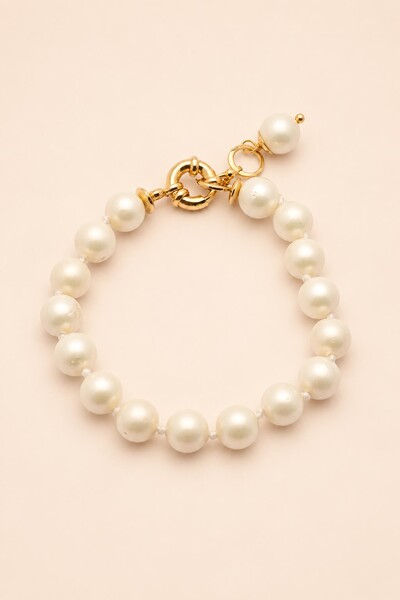 Foto Pulseira Pérola Shell Banho Ouro 18K