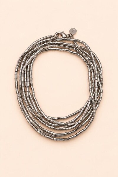 Foto Colar/Pulseira Prateada Canutilhos