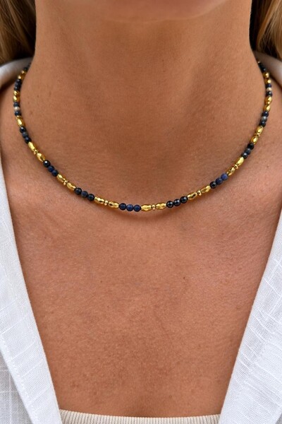 Foto Colar Choker Sodalita Blue Banho Ouro 18K