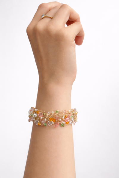 Foto Pulseira Crochê Dourada Color