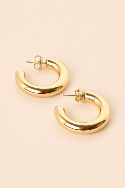 Foto Brinco Argola Lisa Banho Ouro 18k