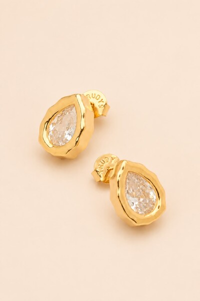Foto Brinco Dourado Gota Zircônia