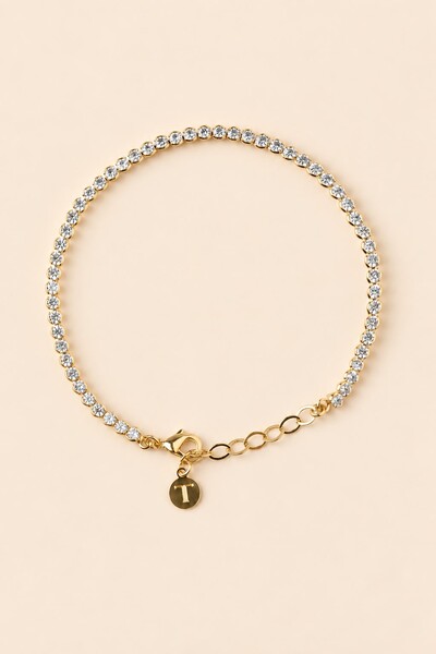 Foto Pulseira Riviera Dourada Zircônia Redonda