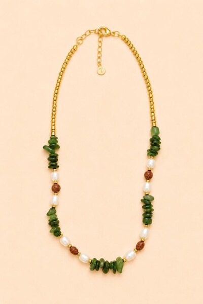 Foto Colar Eden Jade Verde Banho Ouro 18K