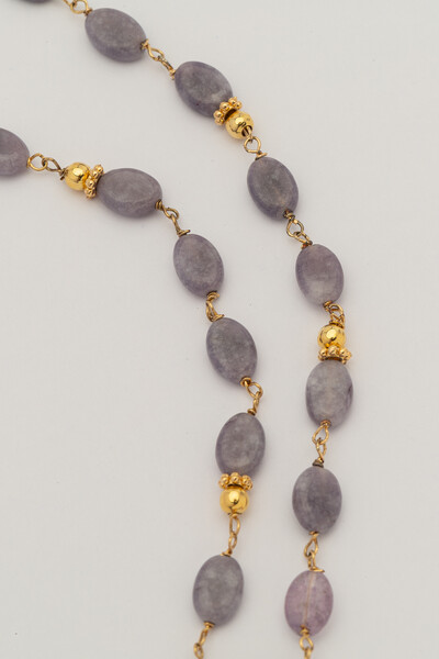 Foto Colar Luna Jade Lilás Banho Ouro 18K