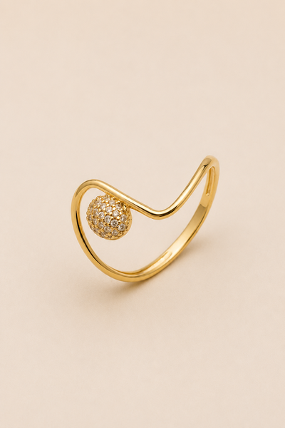 Foto Anel Curvas Zircônia Banho ouro 18K