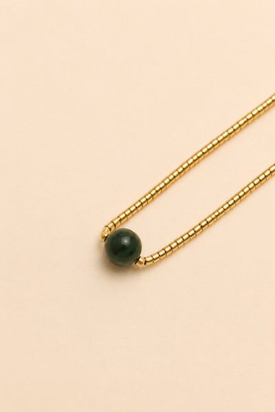 Foto Pulseira Dourada Biarritz Canutilhos Jade Verde