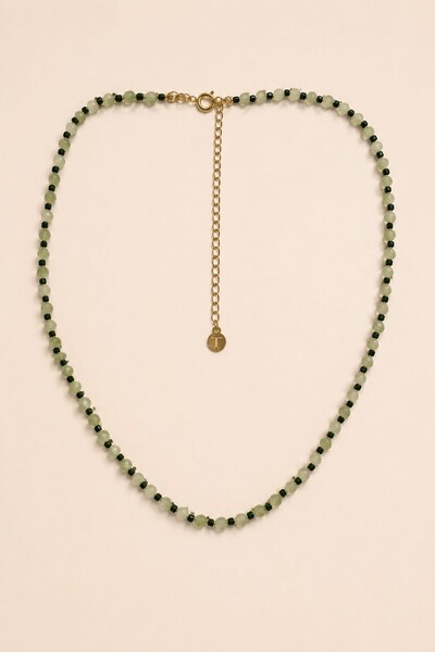 Foto Colar Jade Goldstone Green Banho Ouro 18K