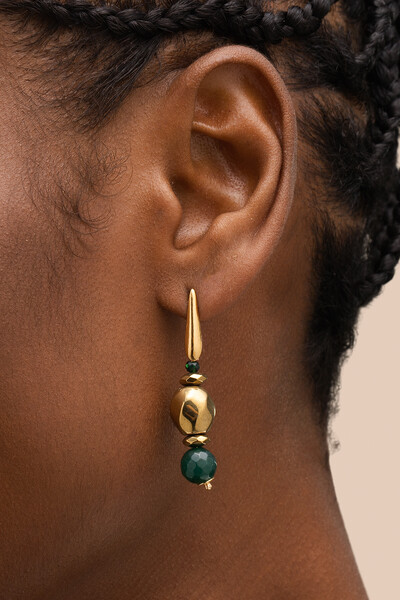 Foto Brinco Ouro Vintage Gaia Jade Verde