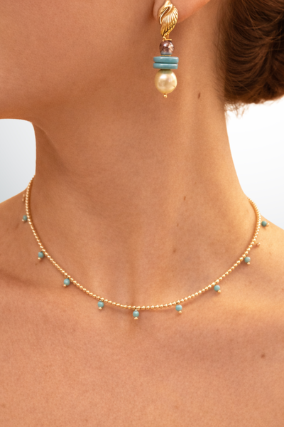 Foto Colar Choker Esferas Dourada