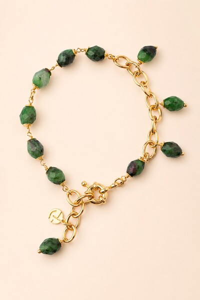 Foto Pulseira Dourada Elos Rubizoisita