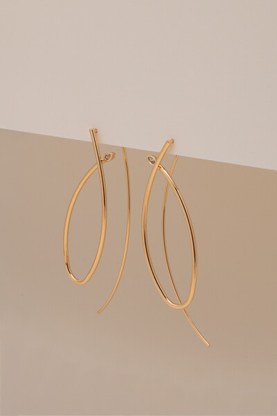 Foto Brinco Vitta Dourado Voltas Ponto Zircônia